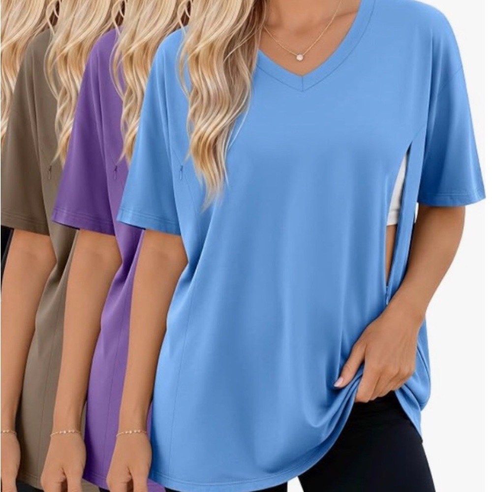 NEW Breast feeding short sleeve shirts size L
